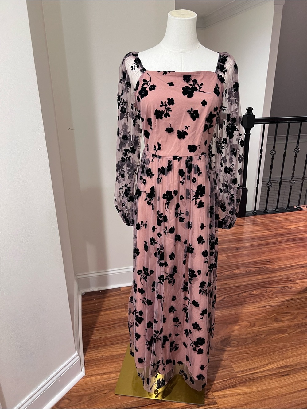 Velvet Floral Print Dress